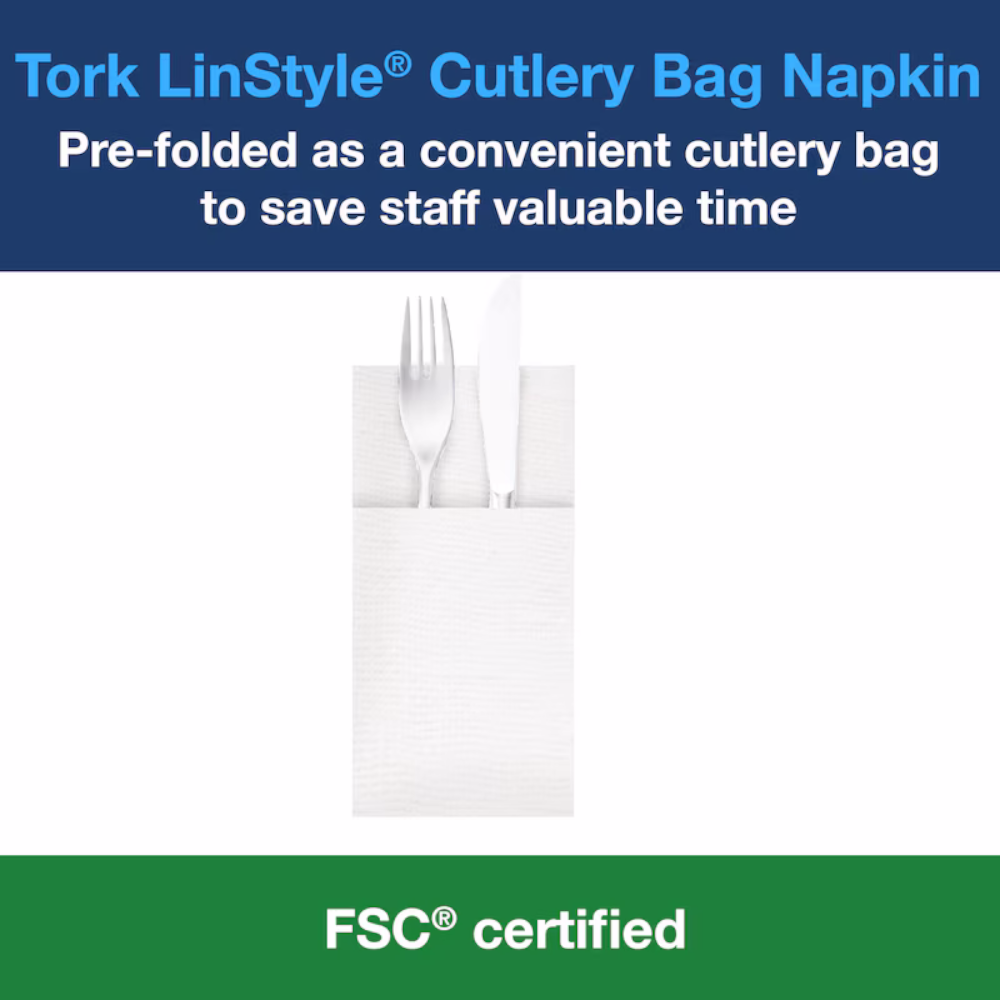 Tork 509608 White Cutlery Pocket Napkins (Pack 50 Napkins) (Carton 14 Packs)