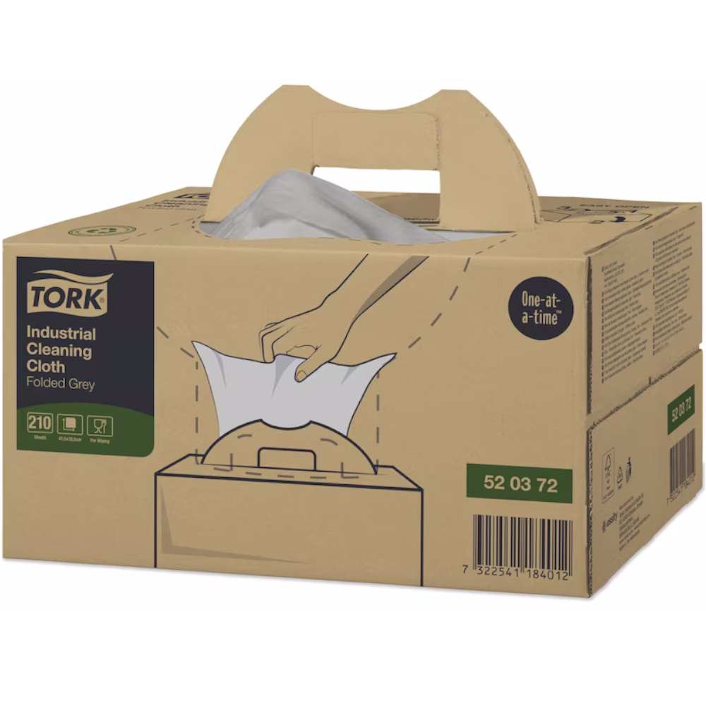 Tork 520372 Grey W7 System Premium Industrial Multi-purpose Folded Cleaning Cloth HandyBox 210 Sheets (Carton 210 Cloths)