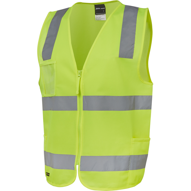 Hi Vis Lime Day/Night Use Double Hoop Zipped Vest Sizes 2XS - 6/7XL
