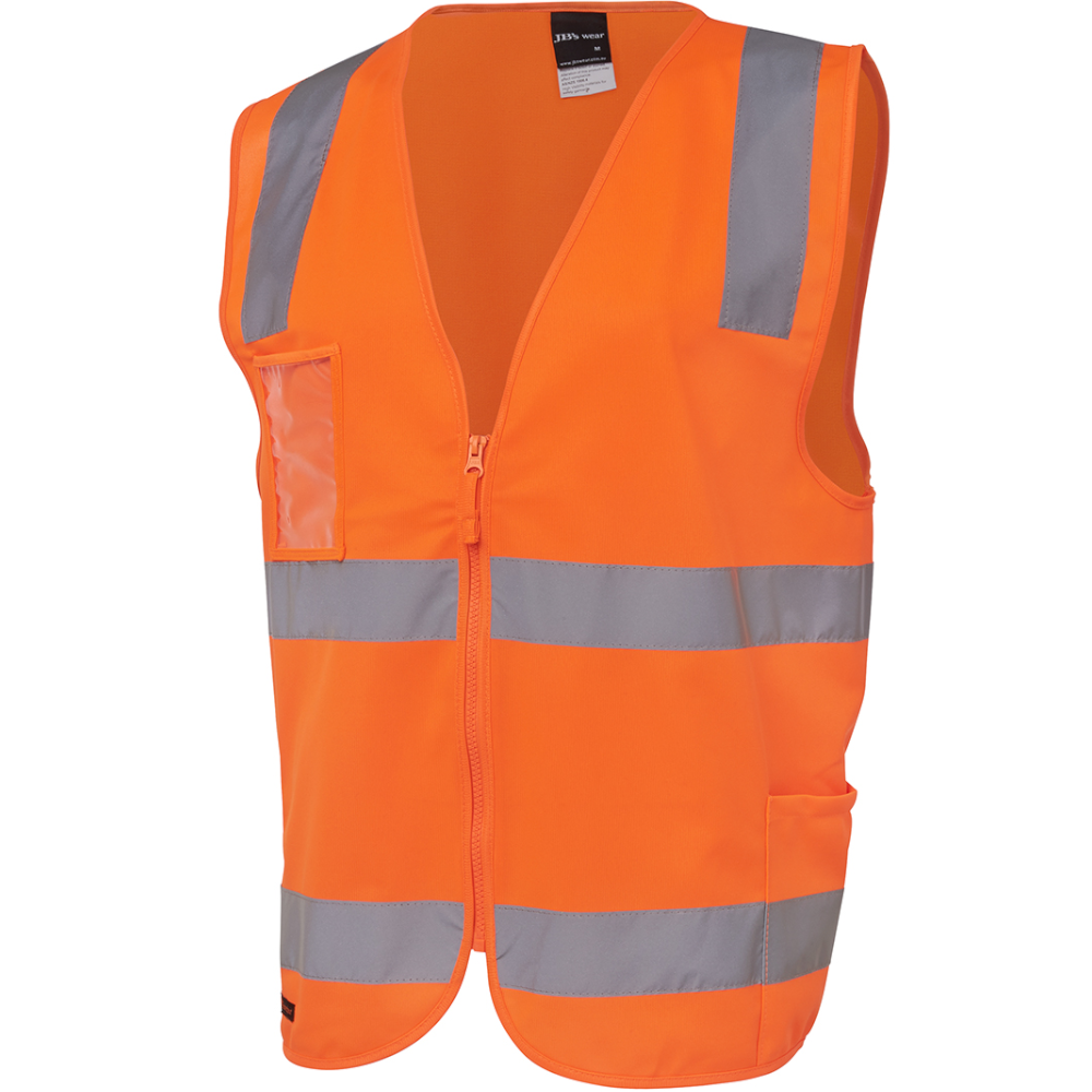 Hi Vis Orange Day/Night Use Double Hoop Zipped Vest Sizes XS - 3XL + 5XL + 7XL