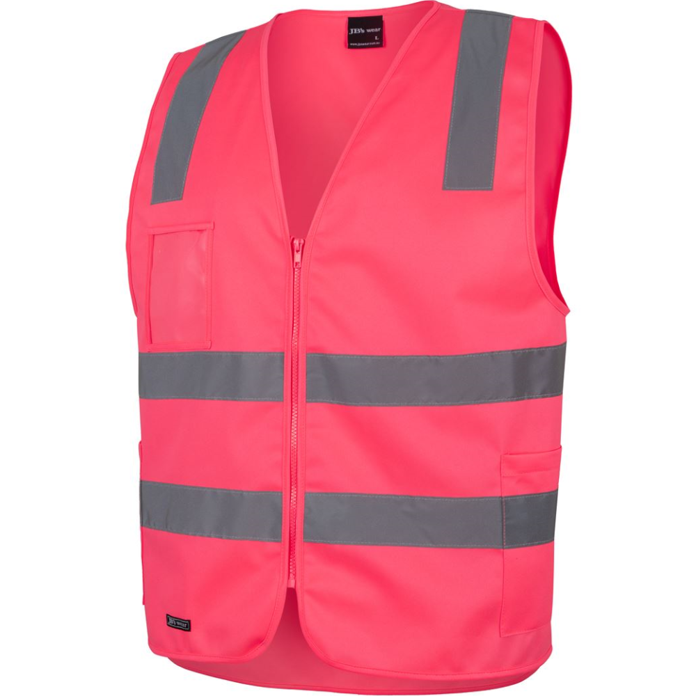 Hi Vis Pink Day/Night Use Double Hoop Zipped Vest Sizes 2XS - 7XL