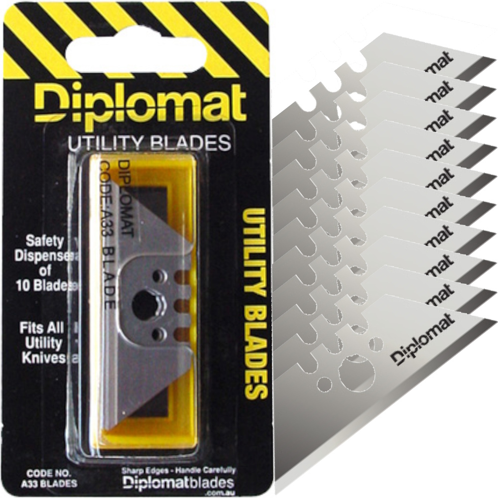Diplomat A33BLADES Safety Utlilty Knife Replacement Blades (Dispenser 10 Blades)