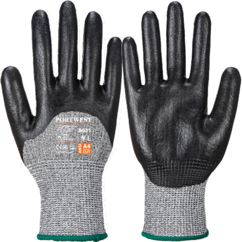 Portwest A621 Cut D ¾ Nitrile Foam Dip Gloves Sizes Small - 3XL (Pack 12 Pairs)