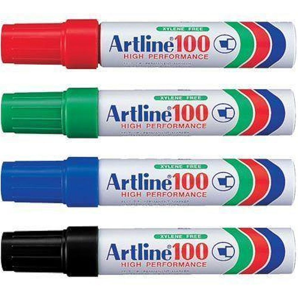 Artline 100 Permanent Markers (Pack 6 Markers)