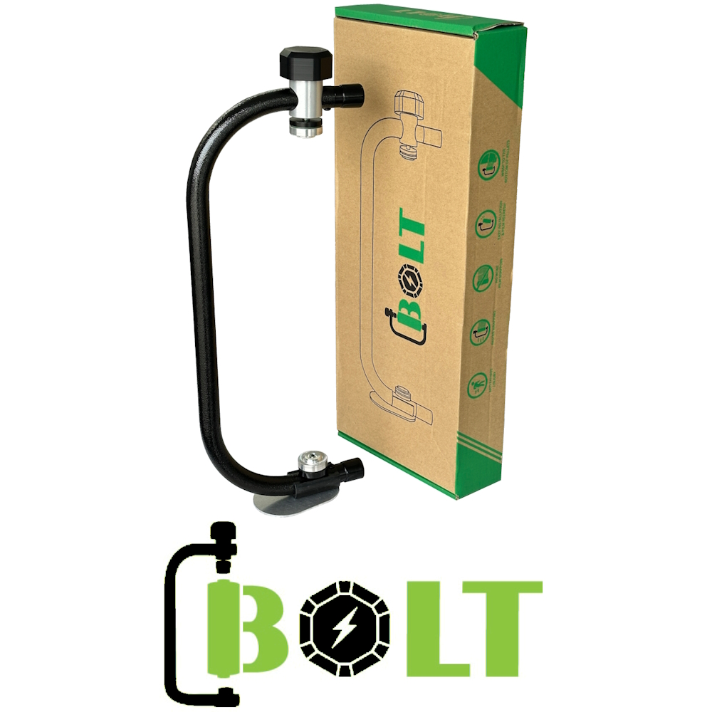BOLT Hand Held Pallet Wrap Dispenser with Quick Release and Magnetic Hangers