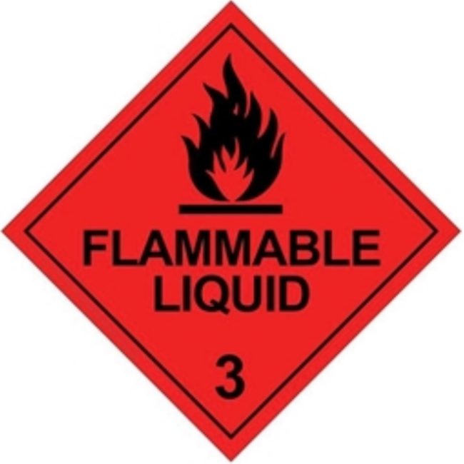 Class 3 FLAMMABLE LIQUID Dangerous Goods Labels 100mm x 100mm (Roll 500 Labels)