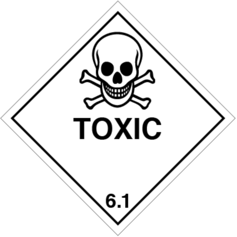 Class 6.1 TOXIC Dangerous Goods Labels 100mm x 100mm (Roll 500 Labels)