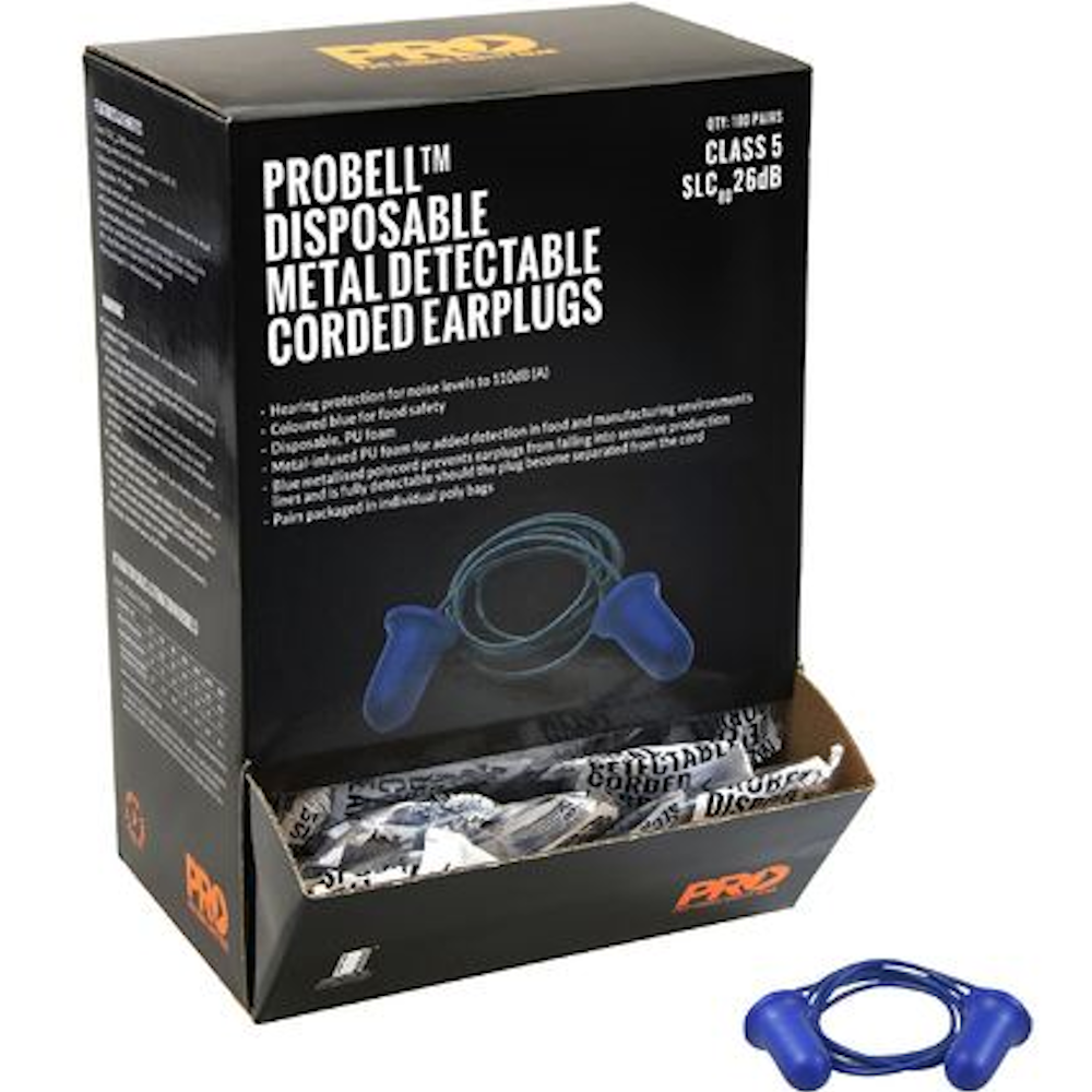 PIP ProBell Class 5 26dB Metal Detectable Corded Earplugs (Pack 100 Pairs)