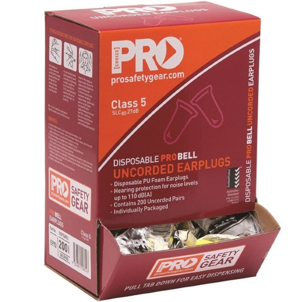 Pro Choice ProBell Class 5 27dB Disposable Uncorded Earplugs (Pack 200 Pairs)