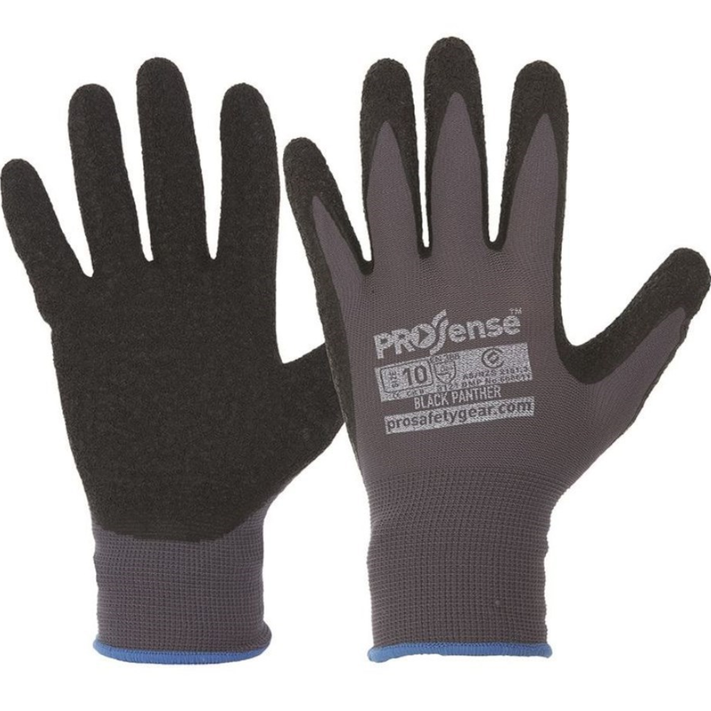 PIP LN ProSense Black Panther Latex Foam Dipped Gloves (Pack 12 Pairs)