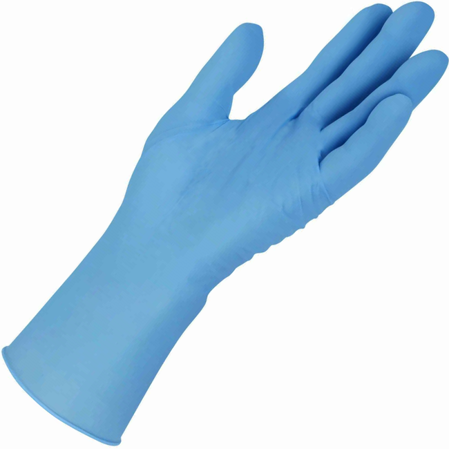 Long-cuff Blue Nitrile Disposable Gloves Powder-free (Pack 100 Gloves) (Carton 10 Packs)
