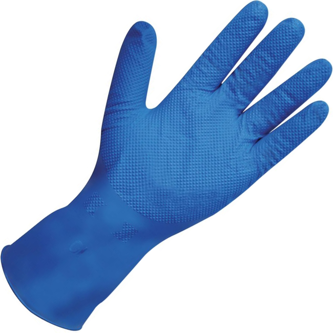Blue Nitrile Diamond Grip Long Cuff Disposable Gloves Sizes Medium - 2XL