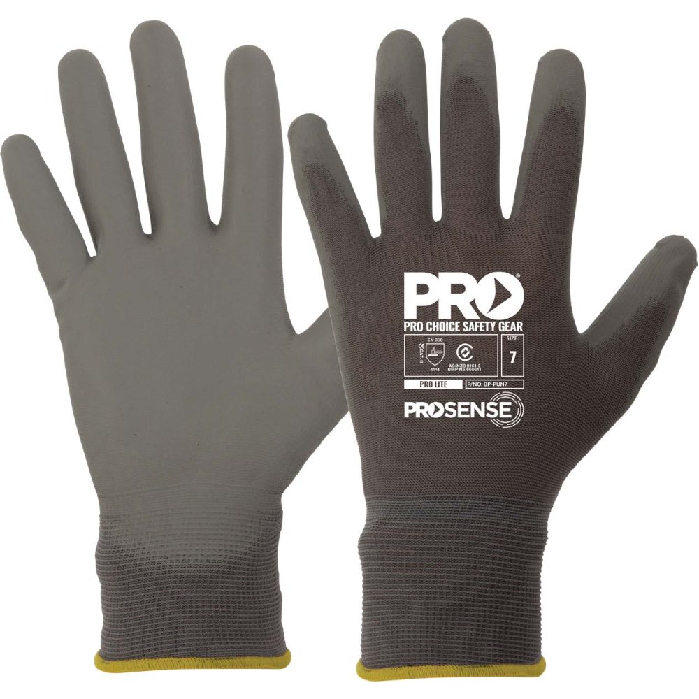 PIP ProSense Grey ProLite Polyurethane Dip Gloves (Pack 12 Pairs)