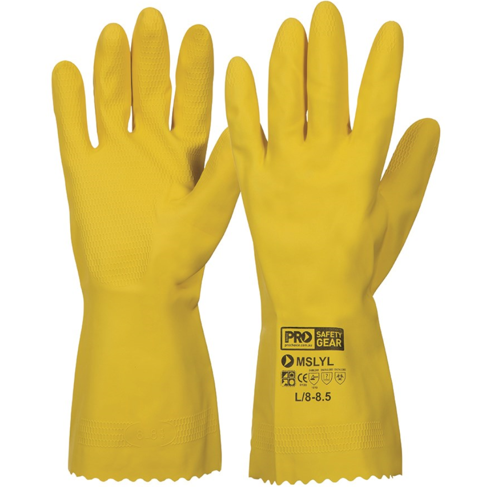 PIP Premium Silver-lined Yellow Rubber Gloves (Pack 12 Pairs) (Carton 12 Packs)
