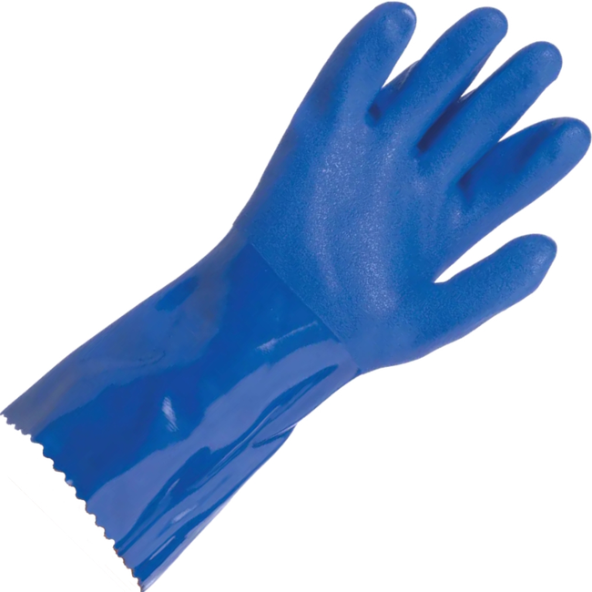 Pro-Val Trojan Double-dipped Blue PVC Chemical Gloves (Pack 12 Pairs) (Carton 6 Packs)