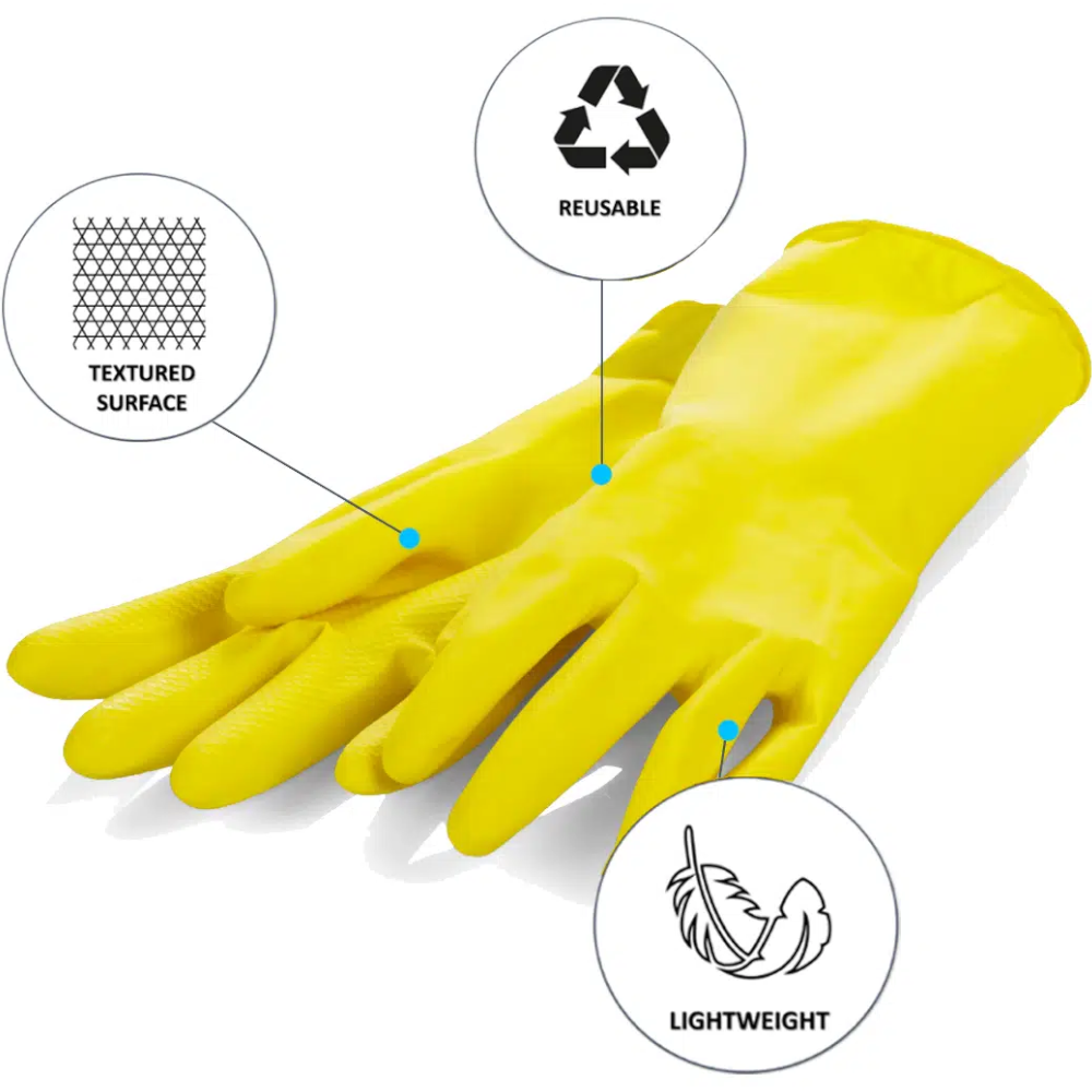 Pro-Val Economy Cotton Flock-lined Rubber Gloves (Pack 12 Pairs) (Carton 12 Packs)