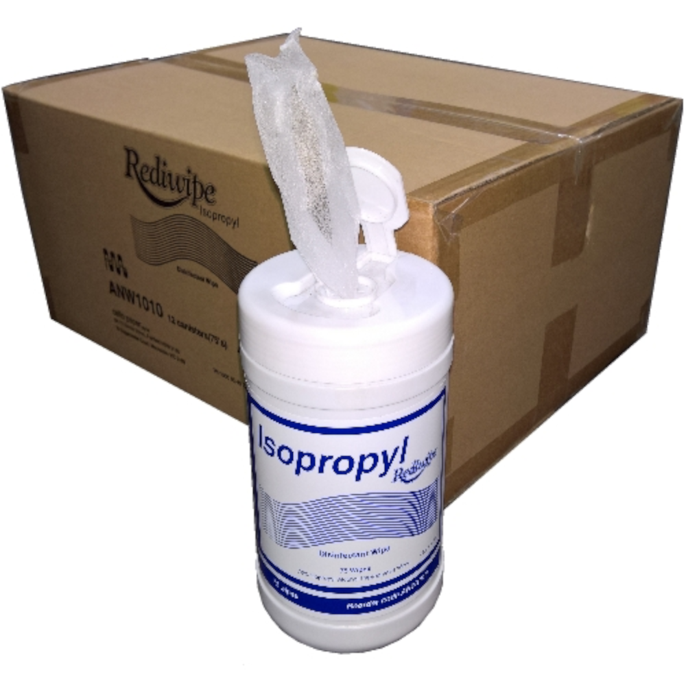 70% Isopropyl Alcohol Wipes in Dispensing Canister 143mm x 315mm (Pack 100 Wipes) (Carton 12 Canisters)