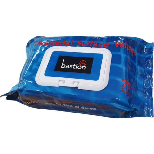 75% Isopropyl Alcohol Anti-bacterial Wipes 200mm x 150mm (Pack 80 Wipes) (Carton 24 Packs)