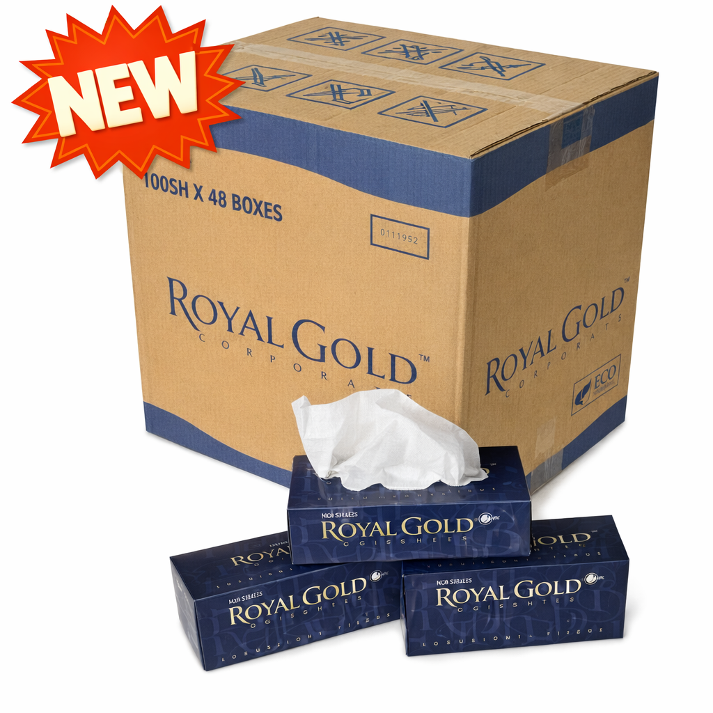 Royal Gold Corporate 2-ply Facial Tissues [FSC Virgin] Flat Box (Pack 100 Sheets) (Carton 48 Packs)