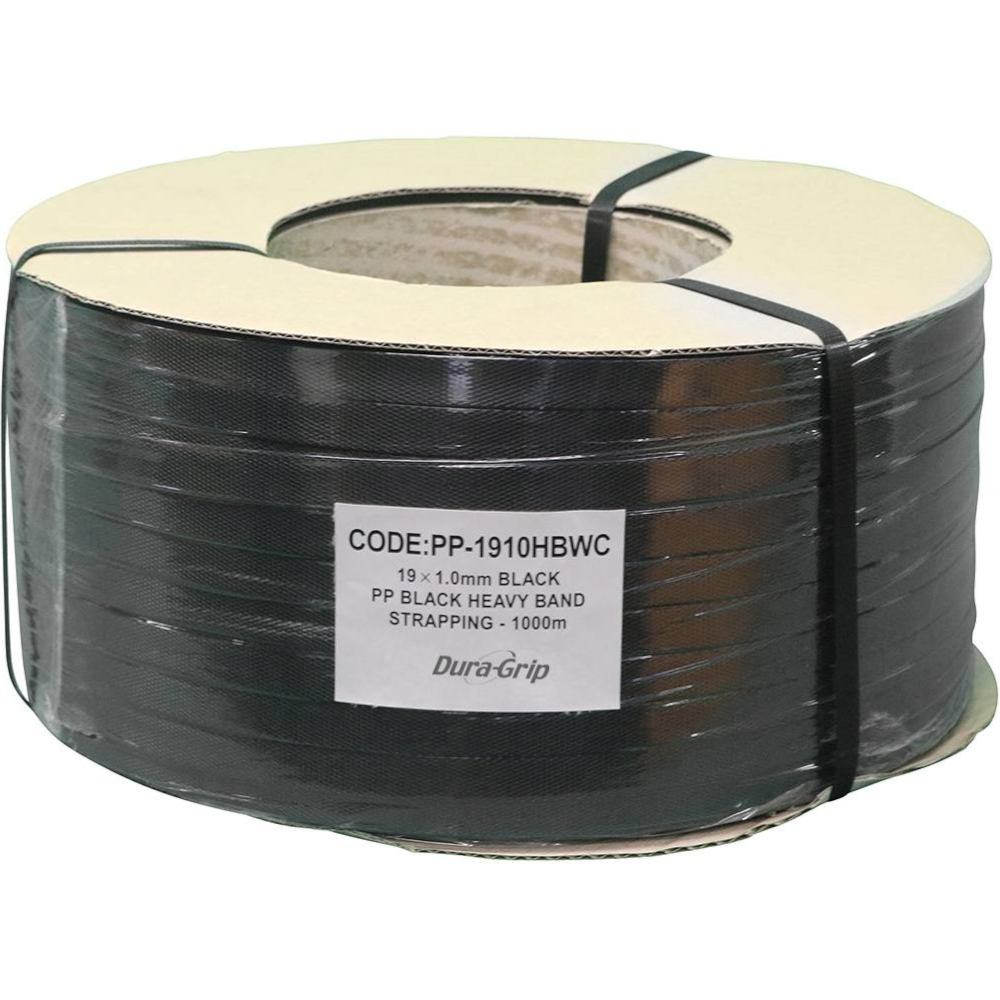 Dura-Grip Black PP Heavy Band Strapping 19mm x 1000m (400kg Breaking Strain)