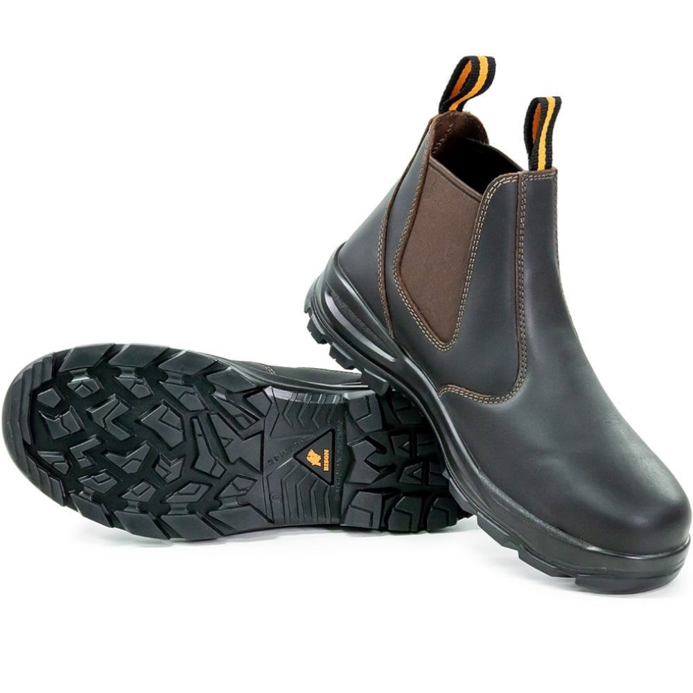 Bison Ridge Slip-on E/S Steel Toe Safety Workboot Chestnut Sizes 4 - 14