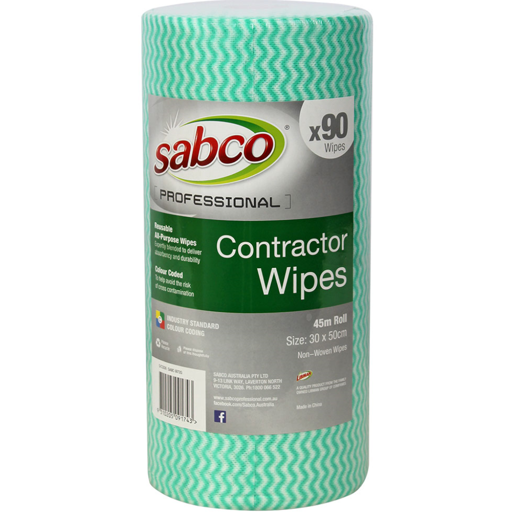 Sabco Professional SABC-9172 Contractor Wipes on Roll (Carton 6 Rolls)