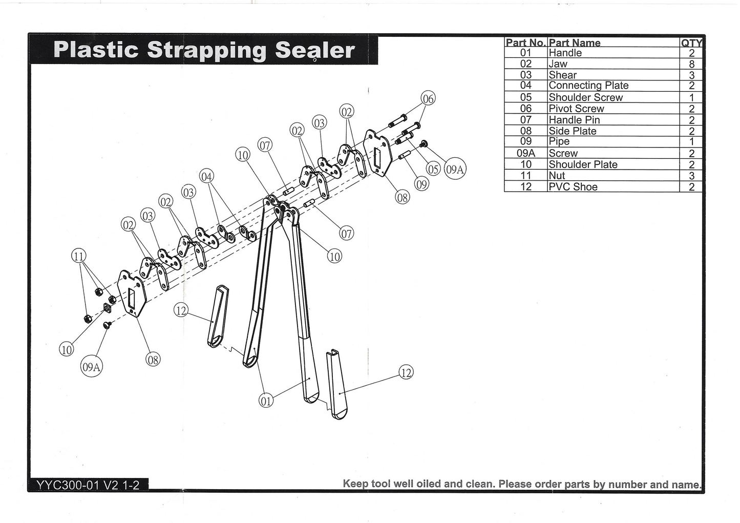 Pacmasta SLH-19B Heavy Duty Long Handle Sealer/Crimping Tool for 19mm PP Strapping (Standard & Heavy Band)