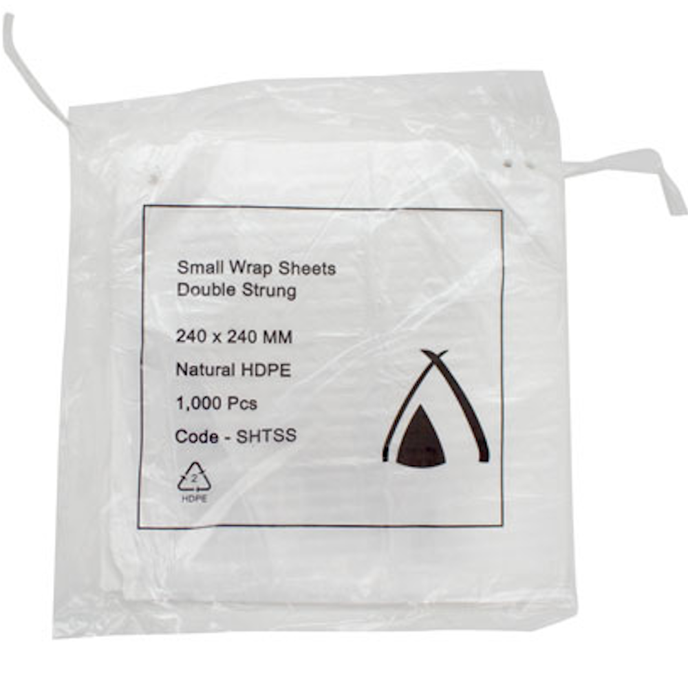 Small HDPE Strung Slap Sheets 24cm x 24cm (Carton 10,000 Sheets)