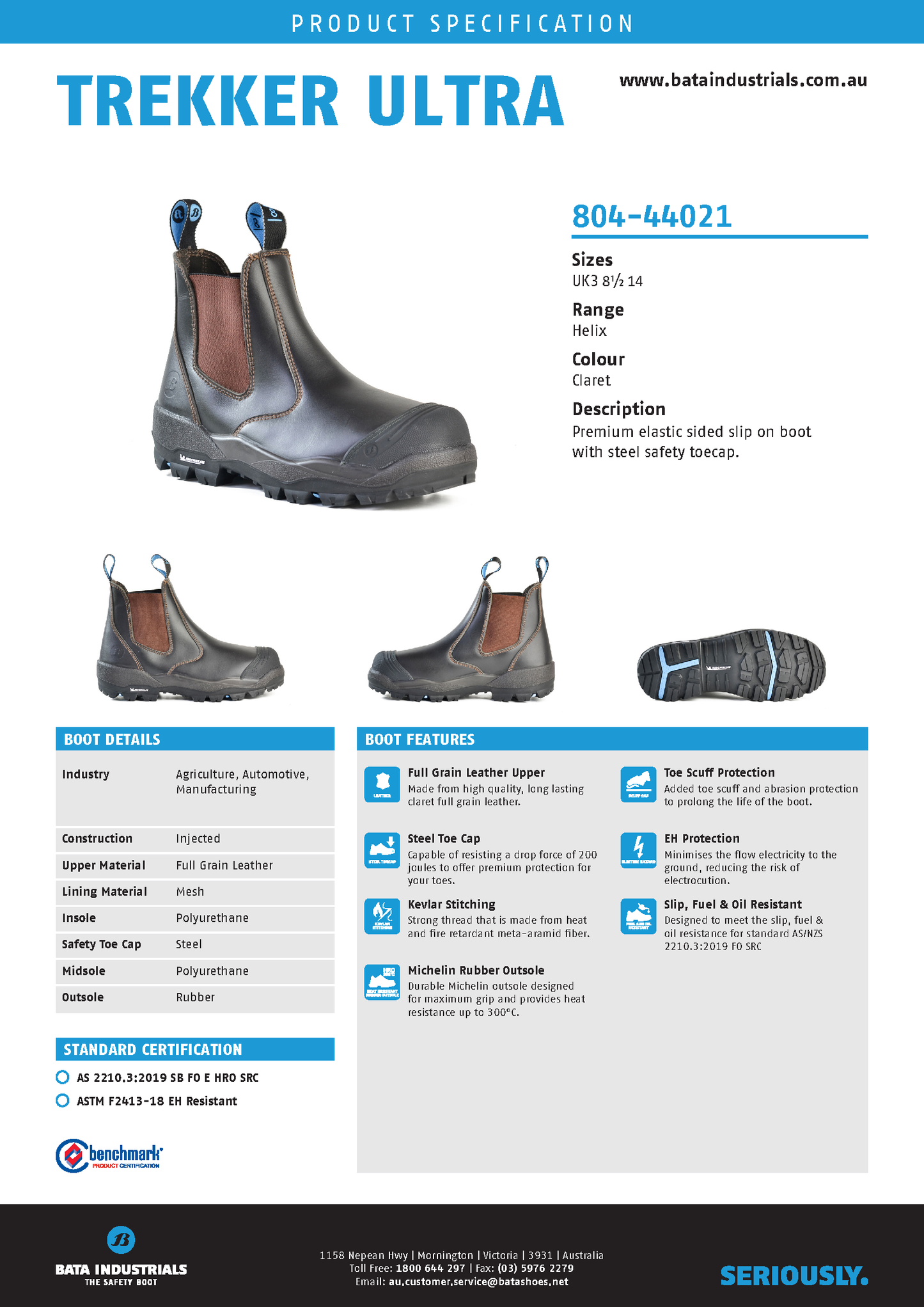 *CLEARANCE*  Bata Claret Helix Ultra Steel Toe Workboots Sizes 3 8½ 14