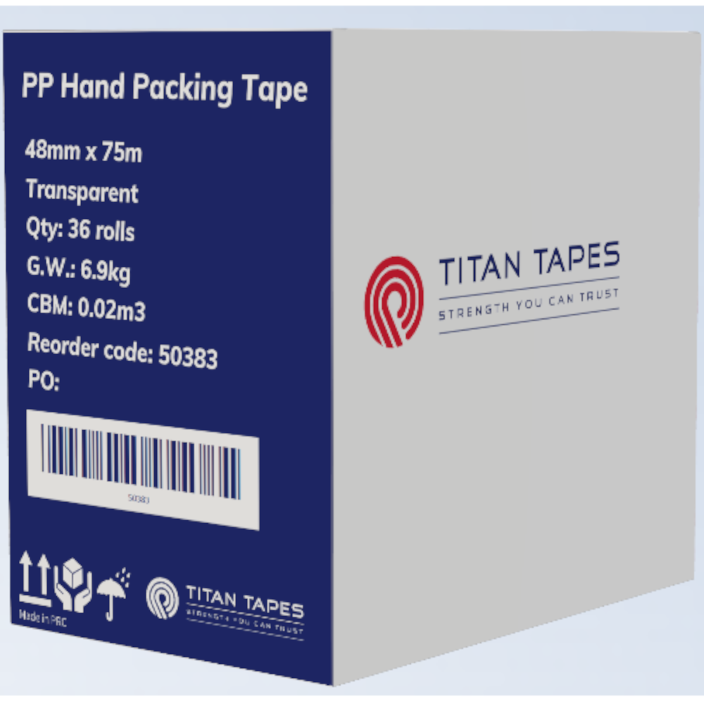 TITAN TAPES Transparent Hand Tape 48mm x 75m (Carton 36 Rolls)