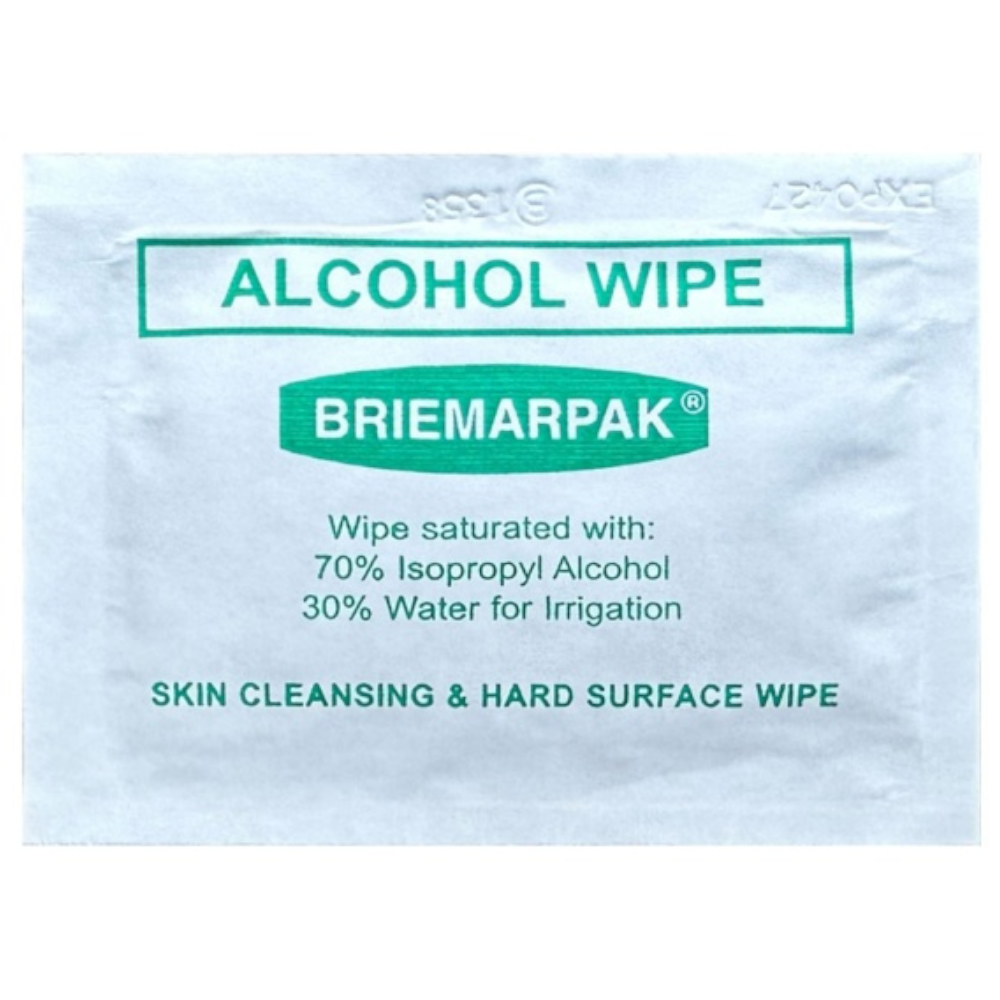 70% Isopropyl Alcohol Wipes in Sachets 165mm x 140mm (Inner 50 Wipes) (Carton 1,000 Wipes)