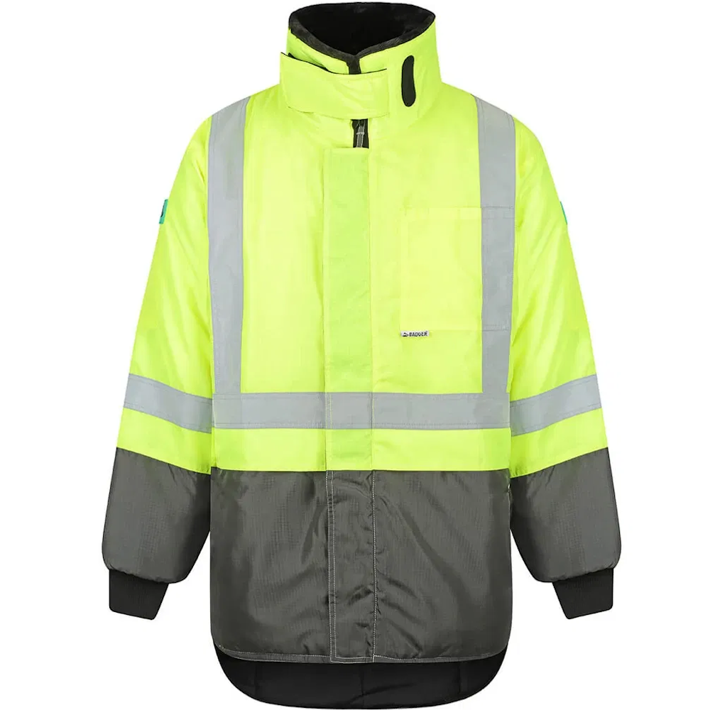 Badger Day/Night HiVis X350 Xtreme® Freezer Jacket Green/Yellow Sizes: Small - 5XL