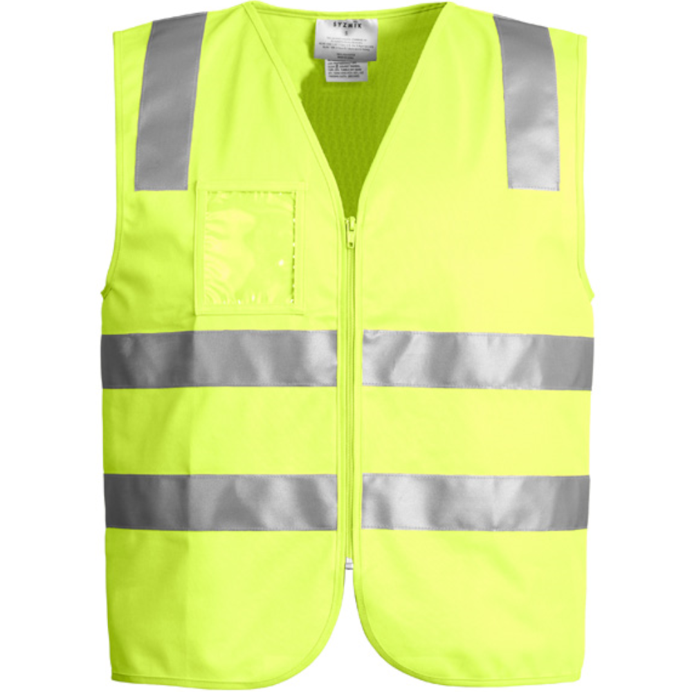 Hi Vis Yellow Day/Night Use Double Hoop Zipped Vest Sizes XS - 3XL + 5XL + 7XL
